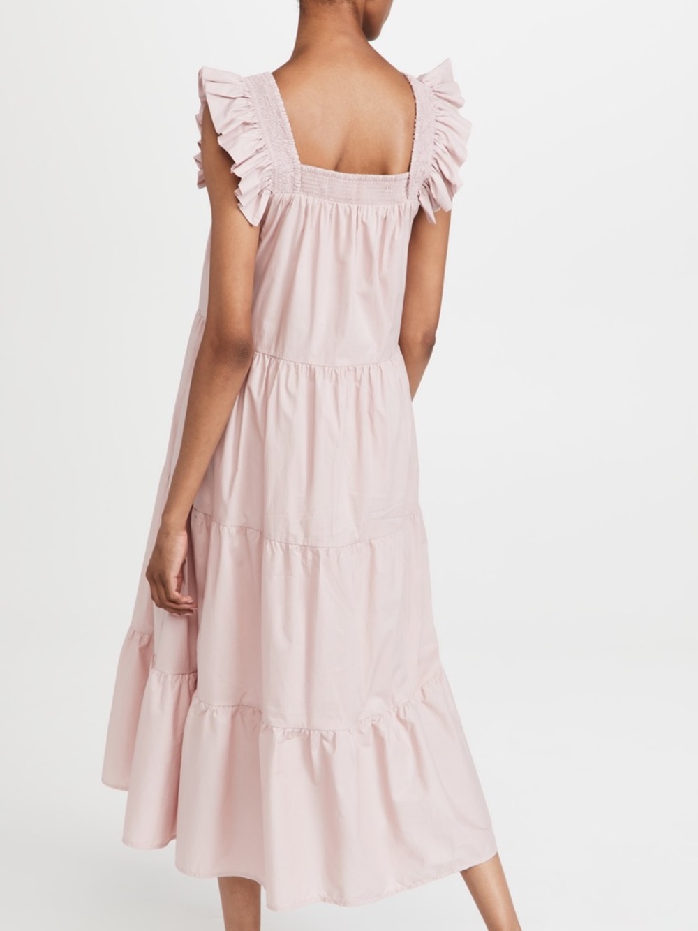 English Factory Dust Pink Ruffle Strap Tiered Maxi Dress size small - Picture 2 of 11
